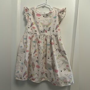 LOLA AND THE BOYS GIRLS DRESS - UNICORN AND ICE CREAM PRINT - SIZE 6